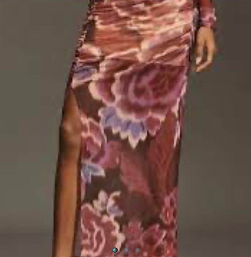 Anthropologie Ruched Side-Slit Maxi Skirt Size XL